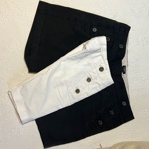 J.Crew shorts Sailor style, a pair, one black one white, Size 6